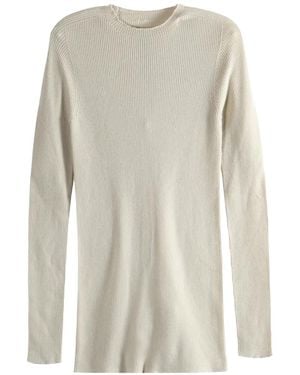 Rick Owens Ribbed Round Neck Top "Sand" Ru01F2637 Ribm 138" - Black