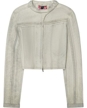 DIESEL Treated Leather Cropped Jacket A235130Egeq1Bha" - Black