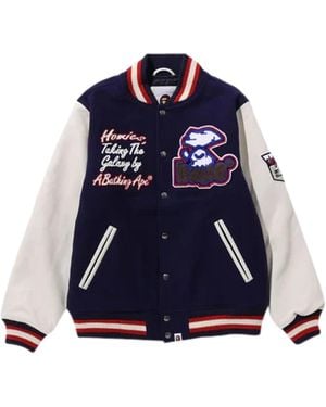 A Bathing Ape Varsity Jacket 001Hjj801006 Mnvy" - Blue