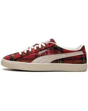 PUMA Suede Vtg Harris Tweed "Frosted Ivory 393219 01" - Red