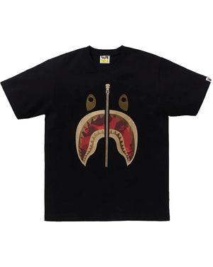 A Bathing Ape Colour Camo Shark Tee 1K30 310 066 Bkxrd" - Black