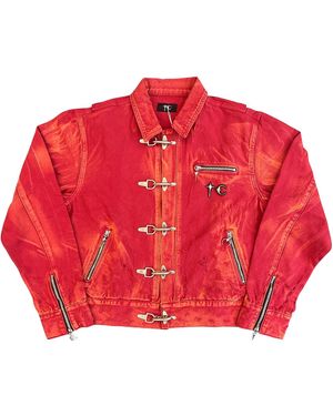 THUG CLUB Tc Two-Tone Washed Jacket Tc26Jk0102" - Red