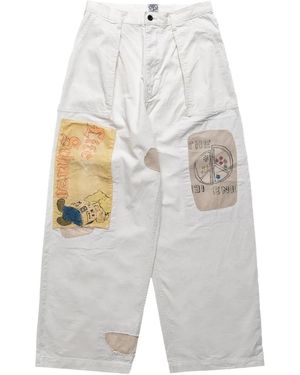 Kapital Rough-Face Twill Fatigue Baggy Trousers "Ecru" K2503Lp086 Ecru" - Black