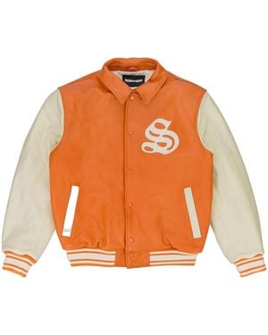 Sp5der Varsity Varsity Jacket Sp5_Orngvjkt" - Black