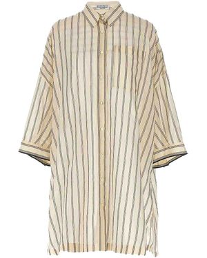 Brunello Cucinelli Silk Blend Oversized Shirt "Panama Bianco" Brun1273" - Black