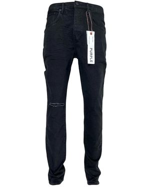 Purple Brand Rinse Knee Slit Denim P002 Ndbr825" - Black