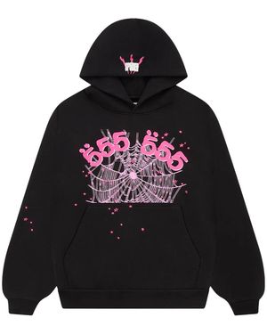 Sp5der 555 Web Hoodie & Sweatshirt Ss05Fw24Blk" - Black