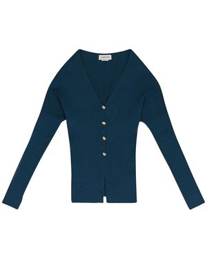 Lanvin Open Shoulder Waisted Cardigan Rw Ca0007 K010 H23 271" - Blue