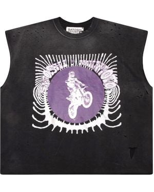 Satoshi Nakamoto Globe Of Death Logo Sleeveless T-Shirt "Washed Sat064" - Black