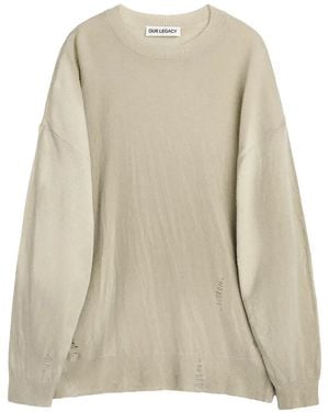 Our Legacy Slant Knit Jumper "Moss Spray Dye Cherub Wool" M2263Sm" - Black