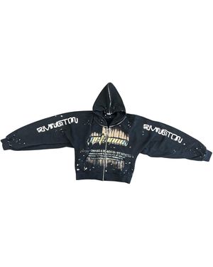 RIVINGTON Radical Paper Rose Zip Hoodie "Mechanic" Rdcl Hd08 Mech" - Black
