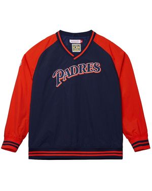 Mitchell & Ness Nylon Pullover Jacket Vintage Logo "Mlb Padres" Jk9272 Sdpnavy" - Blue
