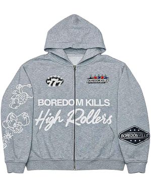 Boredom Kills Highroller Hoodie "Heather" Bk047" - Black