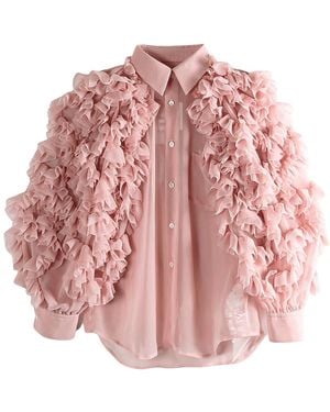 Comme des Garçons Ruffled Sleeve Blouse Rq B010 051" - Red