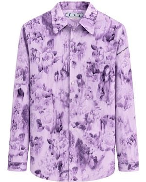 Off-White c/o Virgil Abloh Chine Satin Twist Shirt Dress Ch Ow Os 01009" - Purple