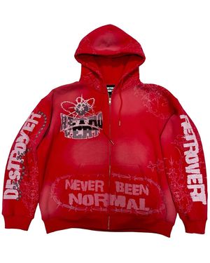 RETROVERT Destroyer Pullover Hoodie Ret034" - Red