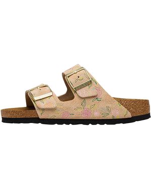 Birkenstock Arizona Suede Leather "Sandcastle Flower Print" 1031694" - Black