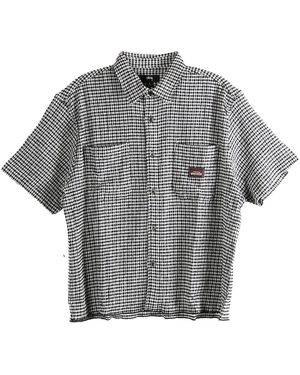Stussy Crinkled Check Short Sleeve Shirt 1110371 Blac" - Black