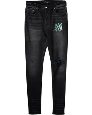 Amiri Watercolour Ma Logo Jeans "Aged" Ss22Mds012 023" - Black