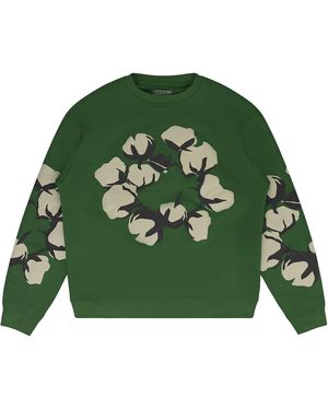 DENIM TEARS Cactus Wreath Crewneck Sweatshirt Dt727" - Green
