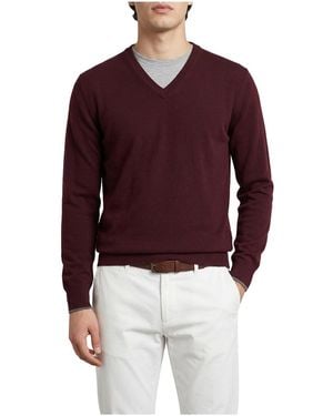 Brunello Cucinelli Wool V-Neck Jumper "Dark" Brun1618" - Black