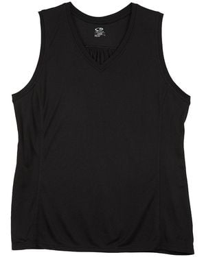 Champion Jersey V Neck Tank Top S9363" - Black
