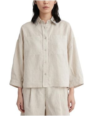 Brunello Cucinelli Linen Oversized Shirt "Natural" Brun1889" - Black