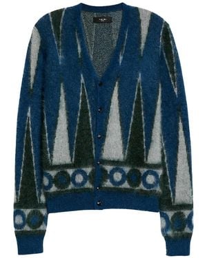 Amiri Backgammon Mohair-Blend Cardigan Mkc008 344" - Black