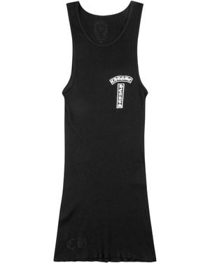 Chrome Hearts T-Bar Logo Ribbed Tank Chrm0189" - Black