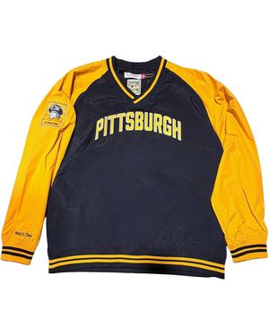 Mitchell & Ness Nylon Pullover Jacket Vintage Logo "Mlb Pirates" Jk9272 Ppibkgd" - Blue