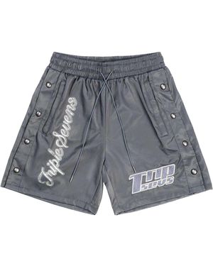 Triple Sevens Nylon Button Up Shorts Ts7036" - Black