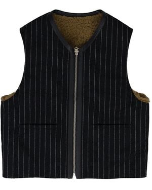DENIM TEARS Mvp Reversible Shearling Vest Dt770" - Black