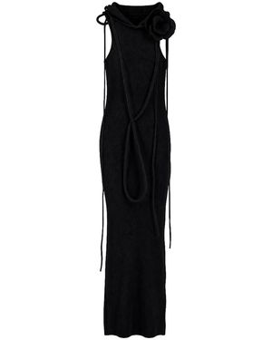 Off-White c/o Virgil Abloh Peony Cut Out Rib Long Dress Ch Ow Os 01021" - Black