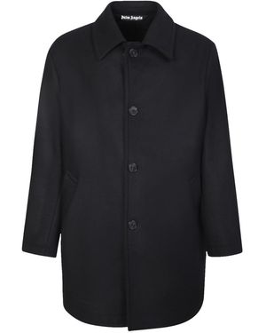 Palm Angels Curved Logo Coat Pmea187C99Fab0011001" - Black