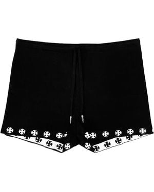 Chrome Hearts Cross-Print Knit Drawstring Shorts Chrm1792" - Black