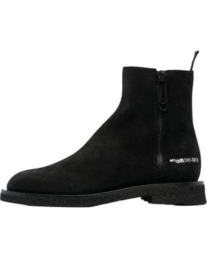 Off-White c/o Virgil Abloh Suede Sponge Sole Ankle Boot Omid011F22Lea0011010" - Black