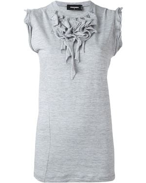 DSquared² Ruffled Trim Cotton T-Shirt S75Nc0607-S22146-857M" - Black