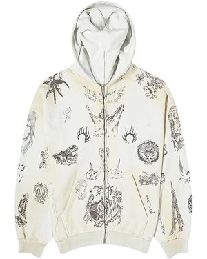 Balenciaga Tattoo Heavy Molleton Zip-Up Hoodie "Off/ 770939 Tqvk1 3307" - Black