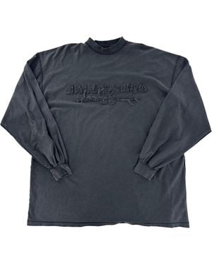 Balenciaga Inside Out Vintage Bb Long-Sleeve T-Shirt "Washed" 818141 Tsva2 1041" - Blue