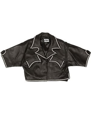 Rhude Lace-Trim Leather Shirts Rhss22Sh003063720372" - Black