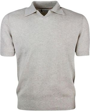 Brunello Cucinelli Ribbed Knit Polo Jumper "Oat" Brun923" - Black