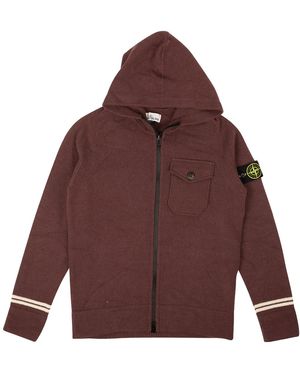 Stone Island Knit Wool Blend Zip-Up Hoodie "Wine" 7115539A3 V0011" - Red