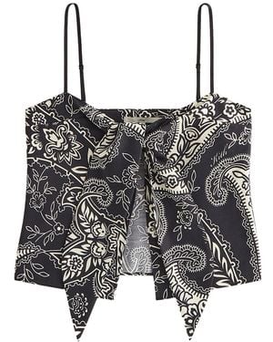 Kith Luna Paisley Tie Front Cami Top 123" - Black
