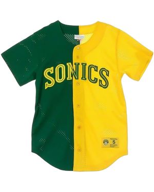 Mitchell & Ness Nba Split Colour Mesh Button Front Shirt "Seattle Supersonics - Black