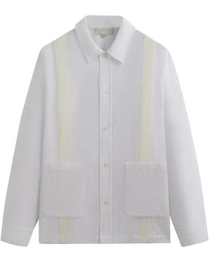 Kith Seersucker Long-Sleeve Boxy Collared Overshirt Khm032080 101" - Black