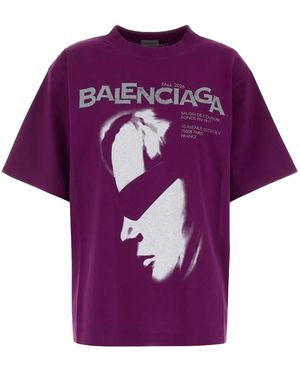 Balenciaga Bold Graphic Print Large Fit T-Shirt 871733Tuvo55100" - Purple
