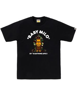 A Bathing Ape Abc Camo Milo Hoodie Ss T-Shirt Camo" 0Zxtemx00510Q Bkm" - Black