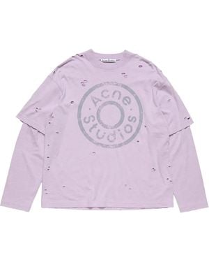 Acne Studios Layered Logo T-Shirt "Faded" Cl0431 Cue" - Purple