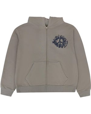 DENIM TEARS Denim University Zip Hoodie Dt943" - Grey