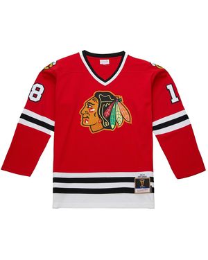 Mitchell & Ness Nhl Dark Jersey Blackhawks 1980 Denis Savard "Scarlet" Jy10609 Cbhscar" - Red